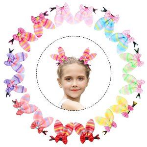 Easter Hair Clips Variety Pack, 16pcs- Striped Bunny Rabbit Ear Hair Accessory